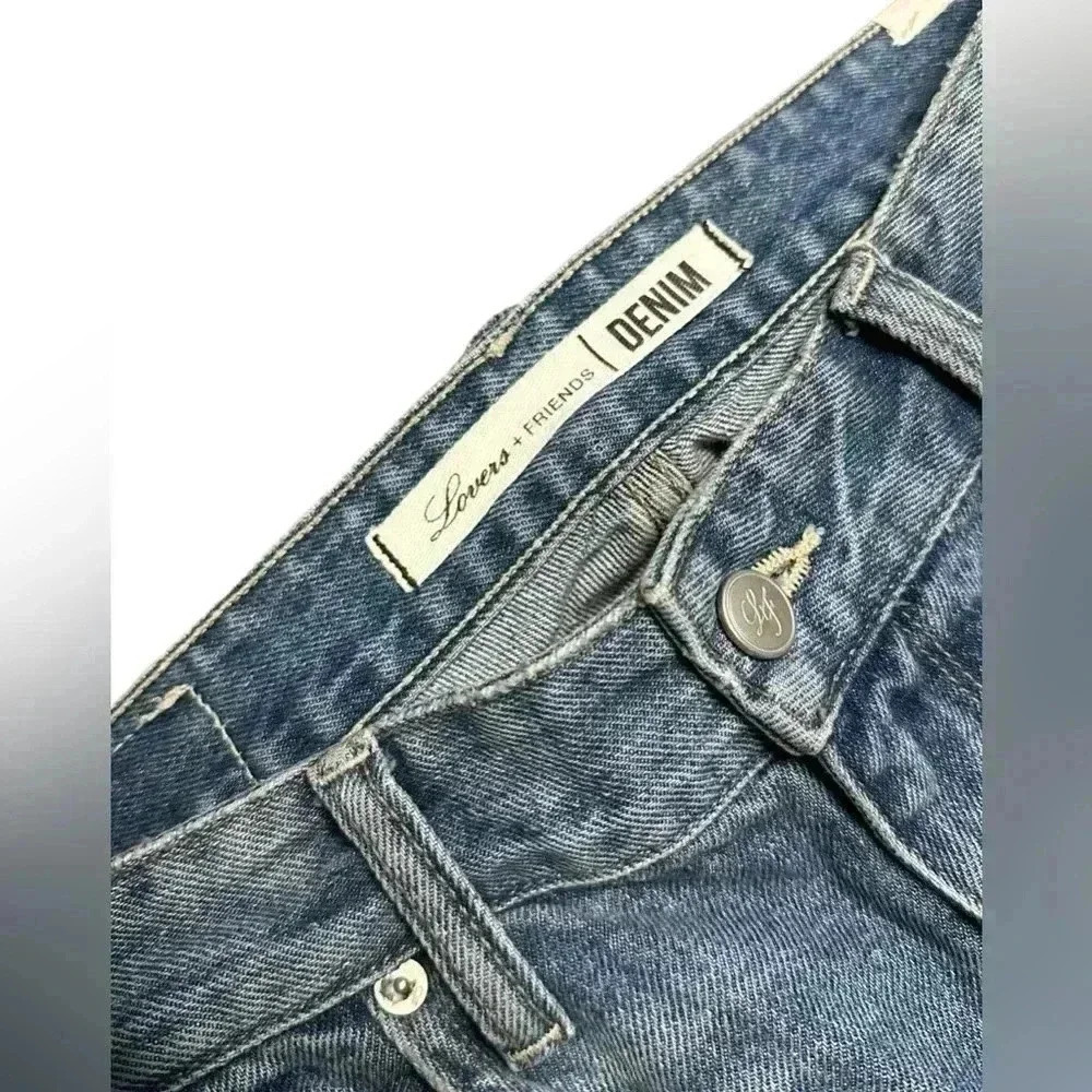 Lovers + Friends Ezra Slim Boyfriend Distressed Denim Jeans Size 27 - Picture 4 of 8